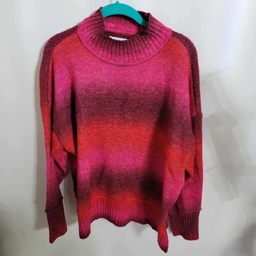 Nine West Women's Faded Stripe Sweater - Pink & Red, Size 1X